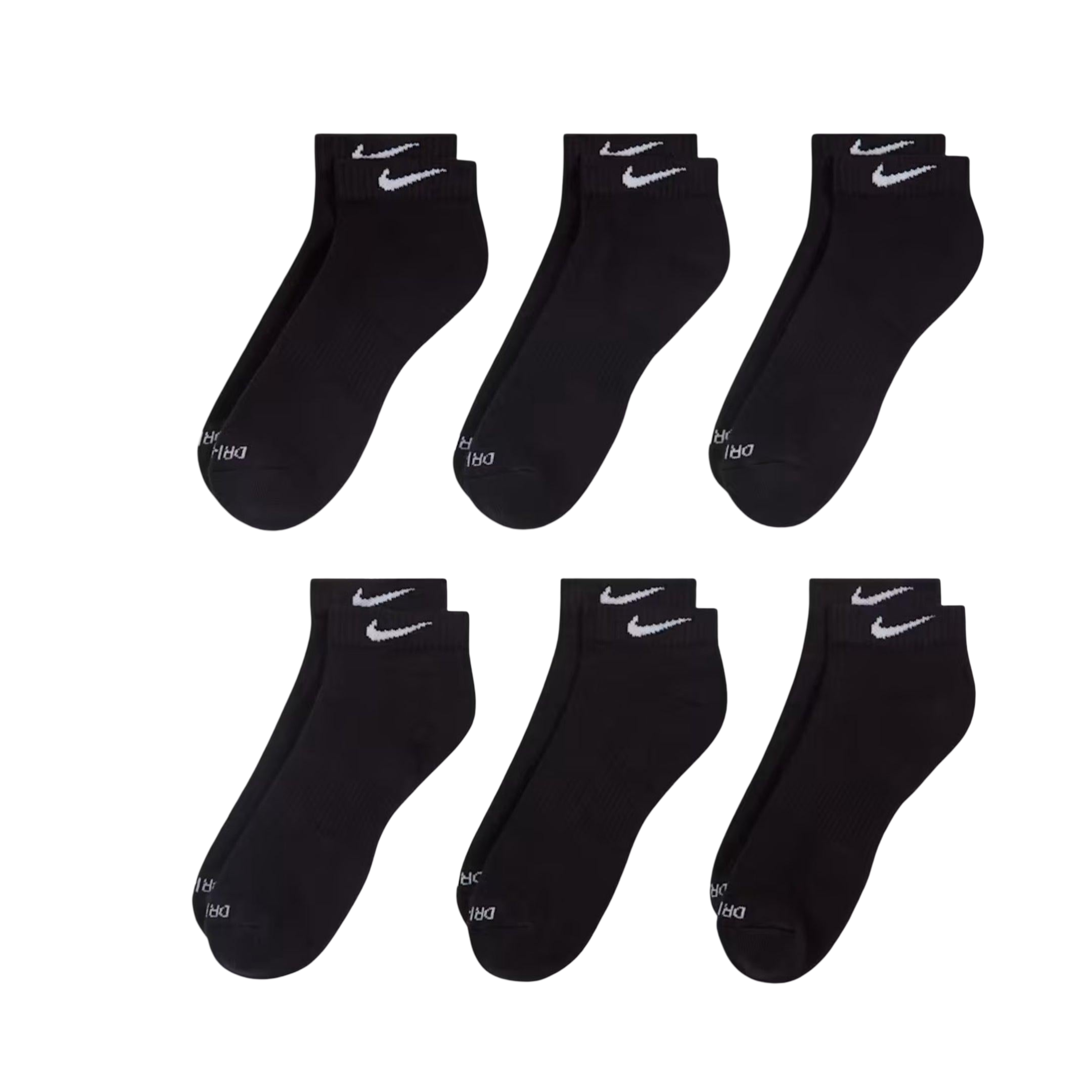 Nike Dri-FIT Everyday Plus Cushioned Training Low Cut Socks (6 Pack) Black [SX7042-010]