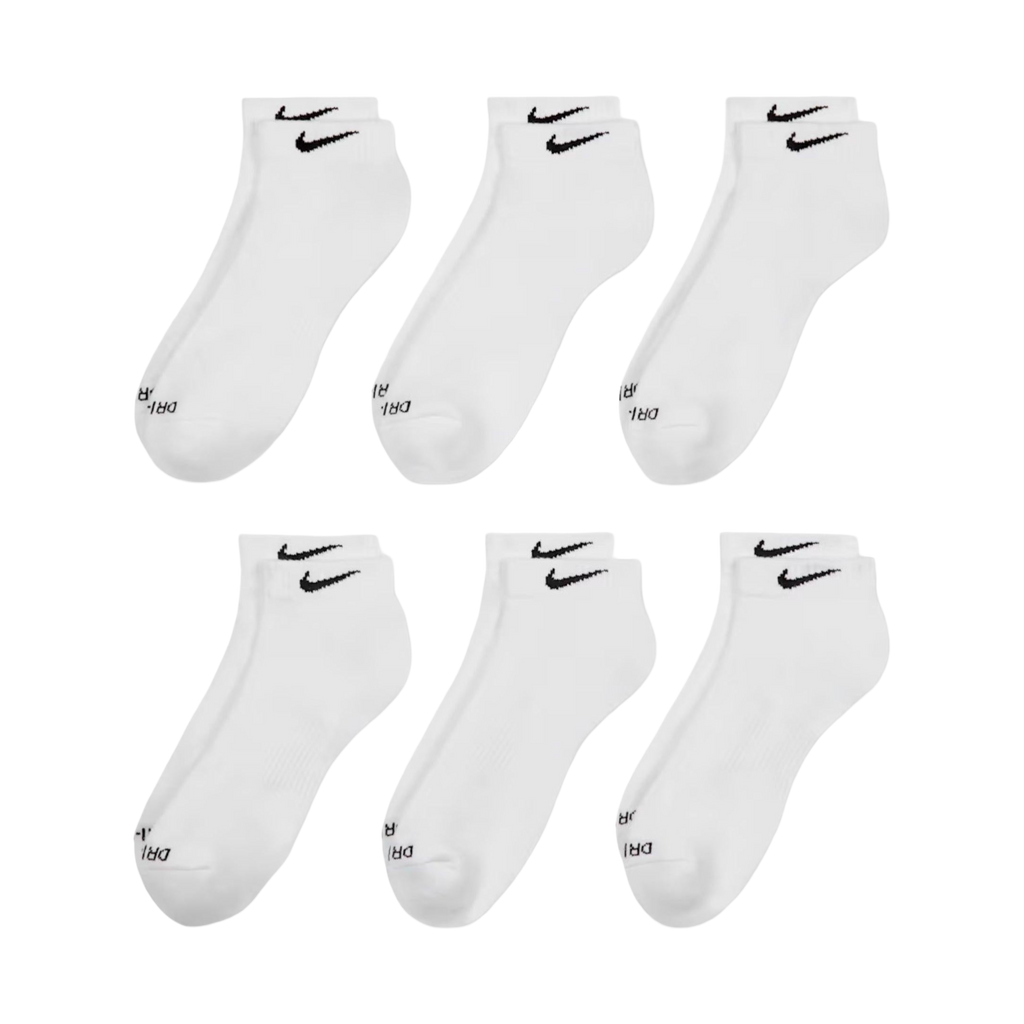 Nike Dri-FIT Everyday Plus Cushioned Training Low Cut Socks (6 Pack) White [SX7042-100]