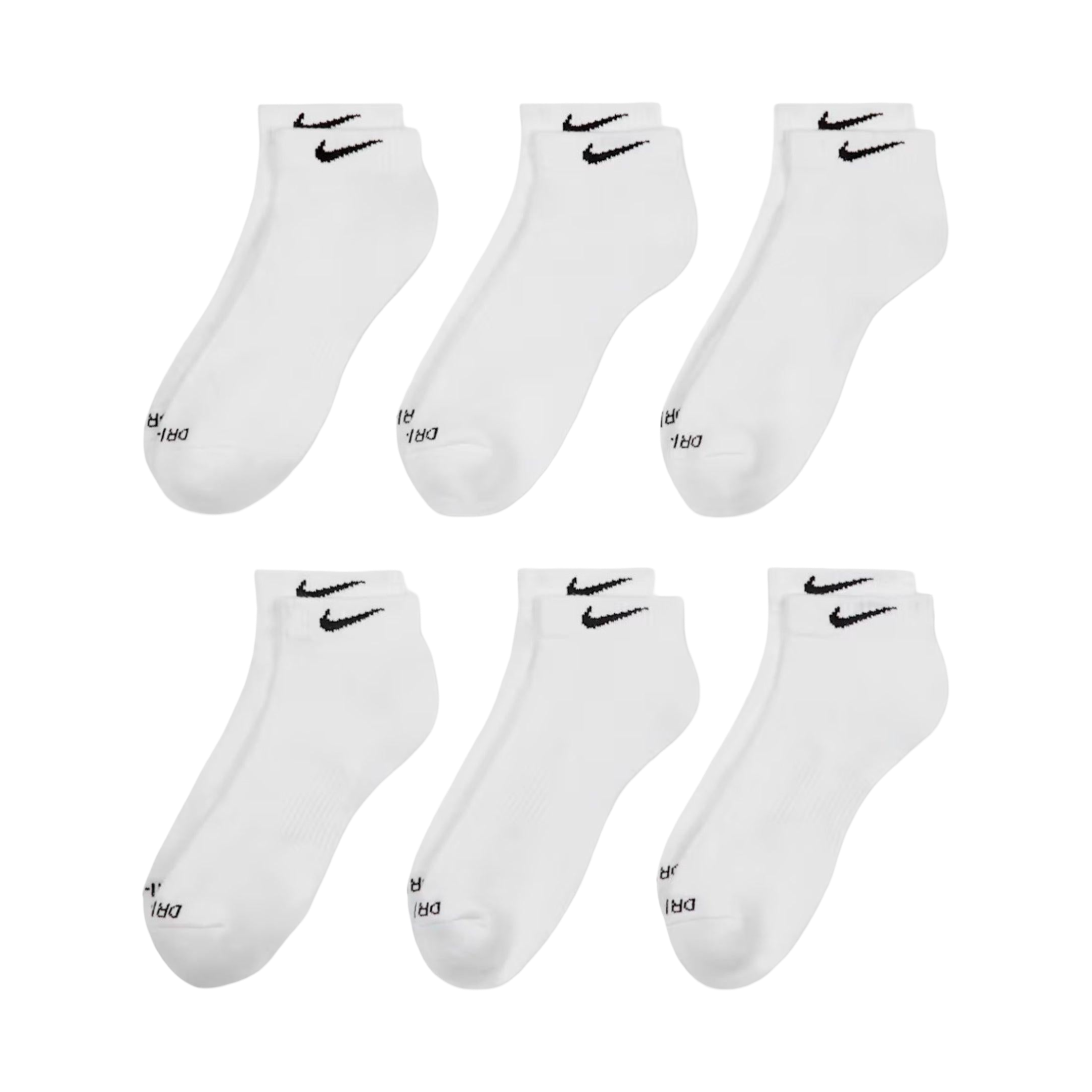 Nike Dri-FIT Everyday Plus Cushioned Training Low Cut Socks (6 Pack) White [SX7042-100]