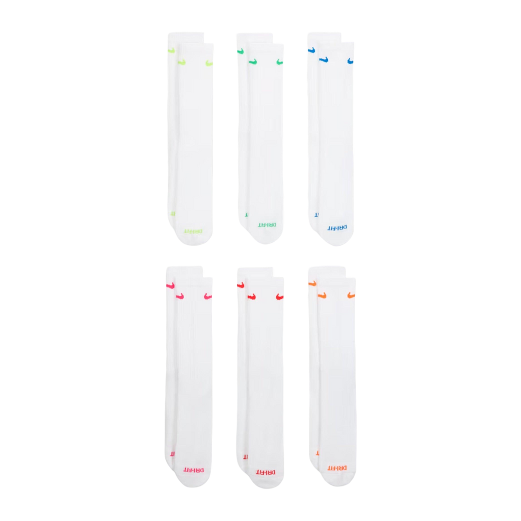 Nike Dri-FIT Everyday Plus Cushioned High Training Crew Socks (6 Pack) White / Multicolor [SX6897-968] | FOOT NINJAS {2}