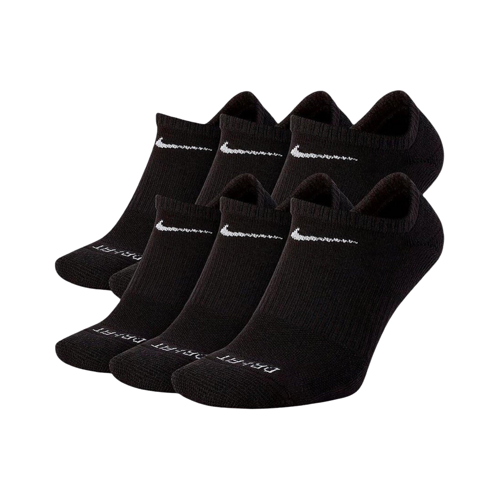 Nike Dri-FIT Everyday Plus Cushioned Training No-Show Socks (6 Pack) Black [SX6898-010]