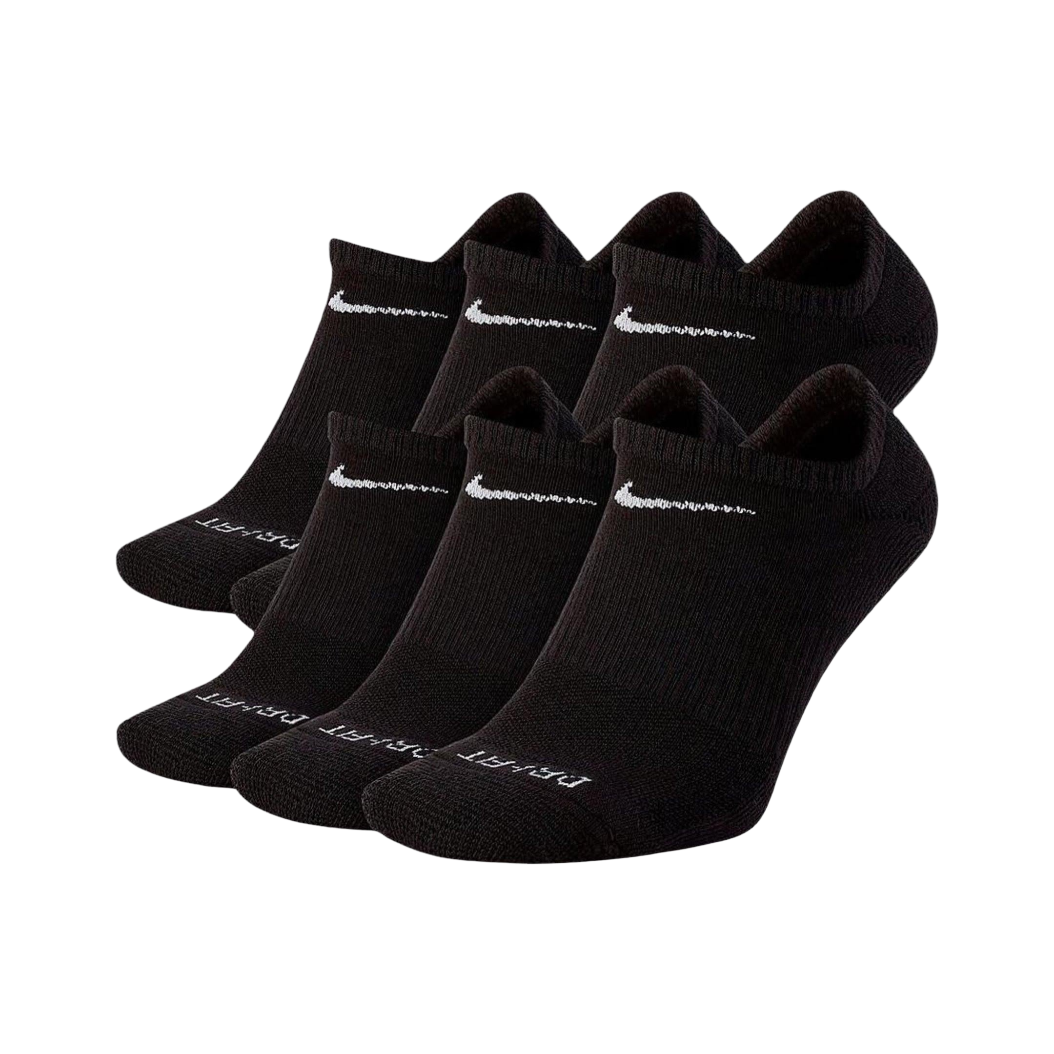 Nike Dri-FIT Everyday Plus Cushioned Training No-Show Socks (6 Pack) Black [SX6898-010]