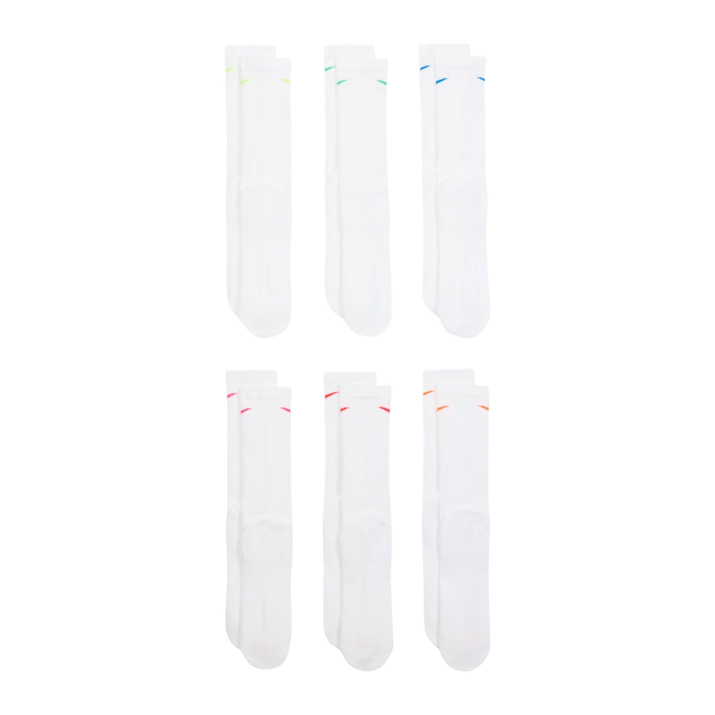 Nike Dri-FIT Everyday Plus Cushioned High Training Crew Socks (6 Pack) White / Multicolor [SX6897-968] | FOOT NINJAS {3}