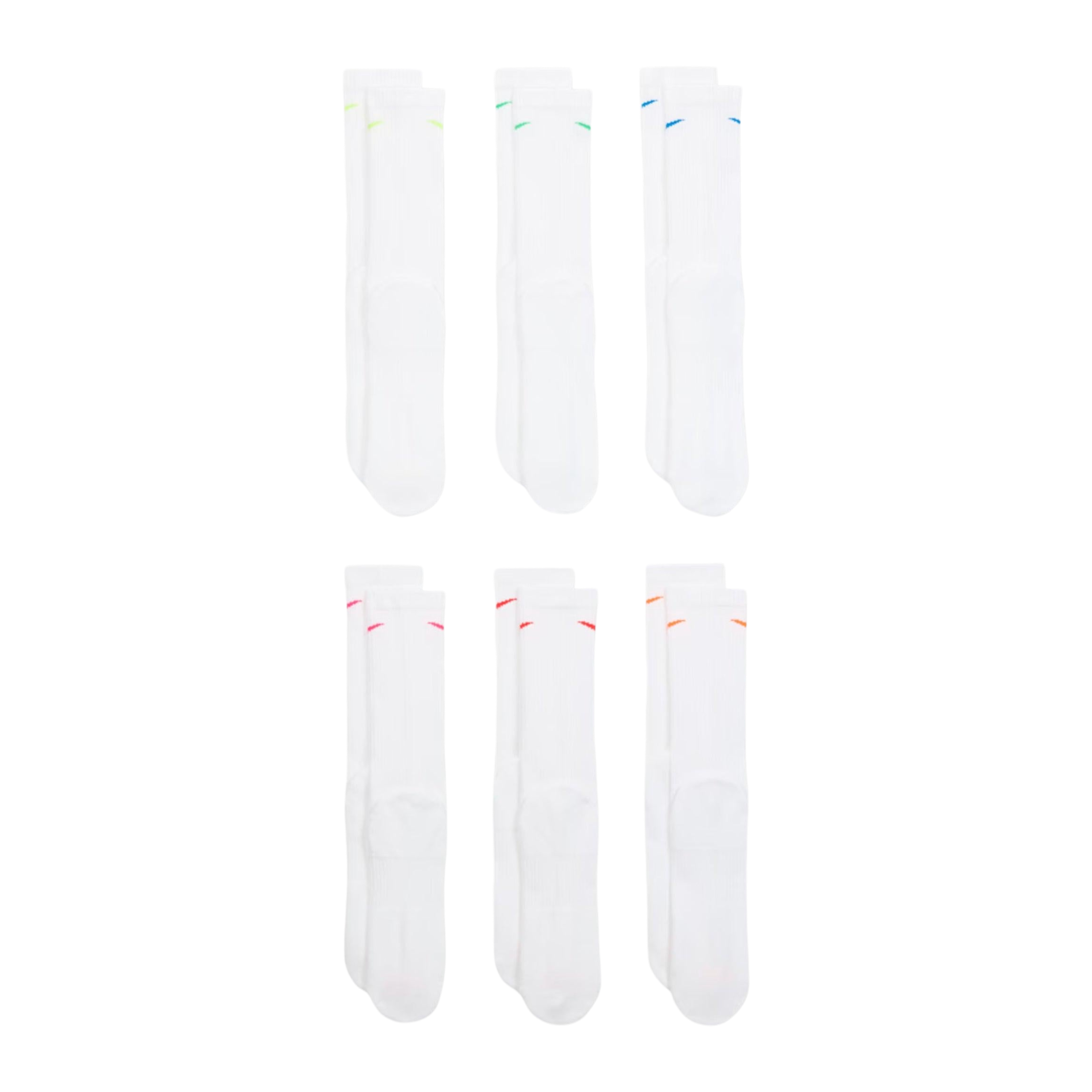 Nike Dri-FIT Everyday Plus Cushioned High Training Crew Socks (6 Pack) White / Multicolor [SX6897-968] | FOOT NINJAS {3}