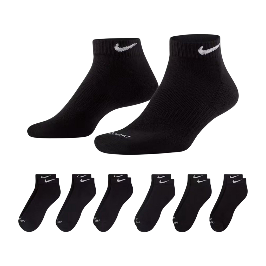 Nike Dri-FIT Everyday Plus Cushioned Training Low Cut Socks (6 Pack) Black [SX7042-010]