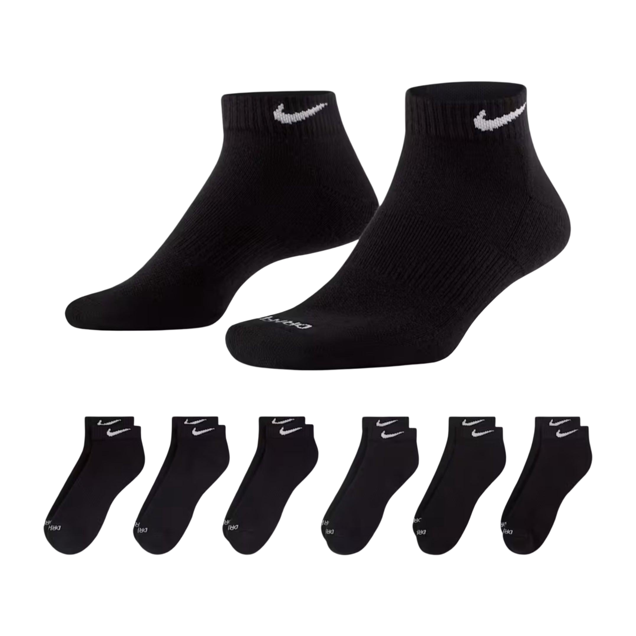 Nike Dri-FIT Everyday Plus Cushioned Training Low Cut Socks (6 Pack) Black [SX7042-010]