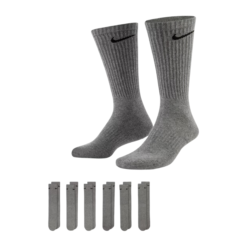 Nike Dri-FIT Everyday Cushioned High Training Crew Socks (6 Pack) Carbon Heather Grey [SX7666-064] | FOOT NINJAS {1}