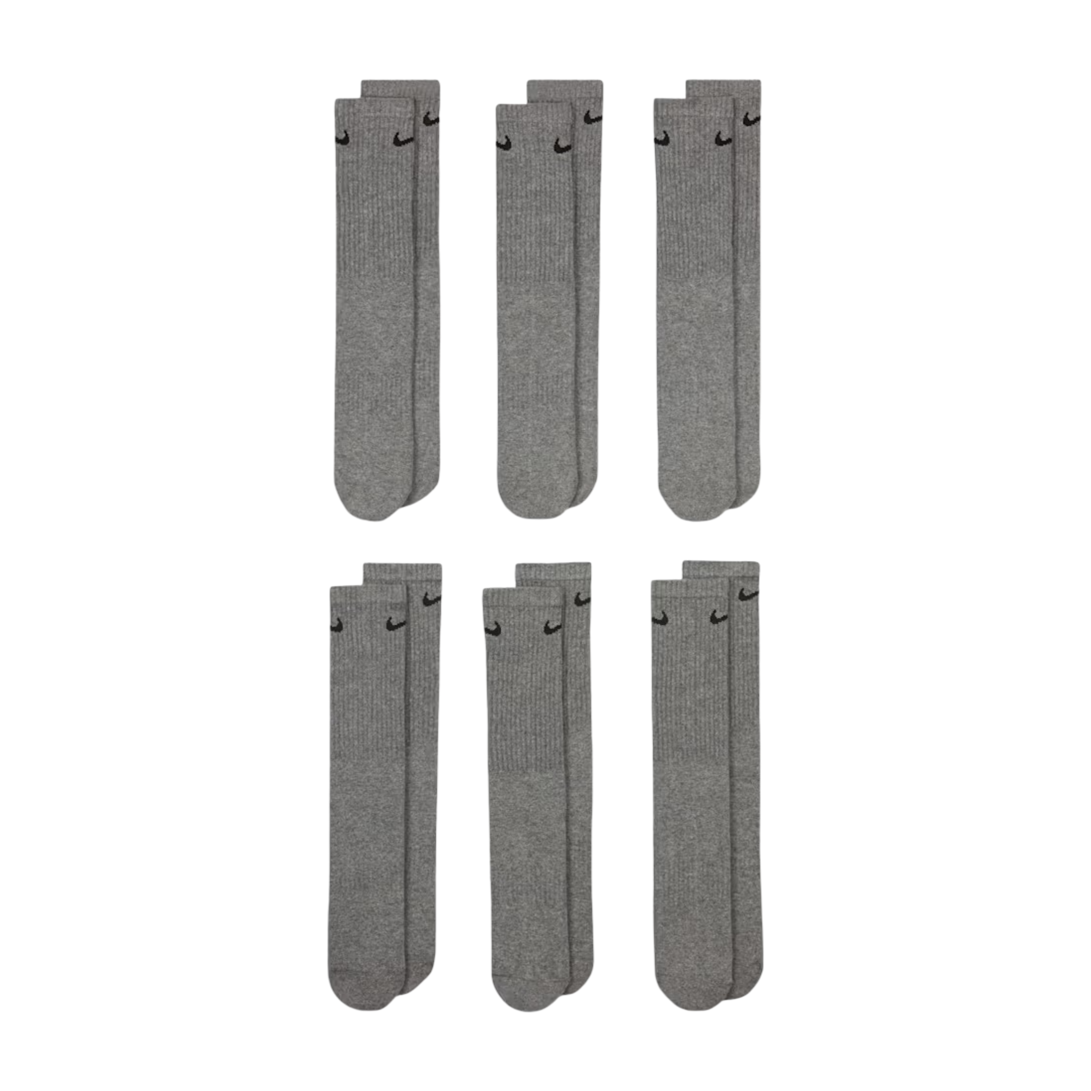 Nike Dri-FIT Everyday Cushioned High Training Crew Socks (6 Pack) Carbon Heather Grey [SX7666-064] | FOOT NINJAS {2}