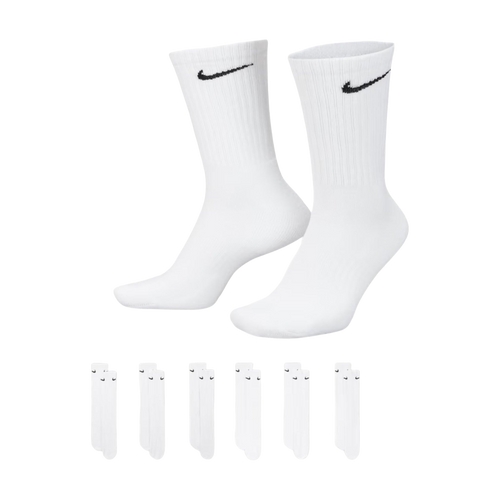 Nike Dri-FIT Everyday Cushioned High Training Crew Socks (6 Pack) White [SX7666-100] | FOOT NINJAS {1}
