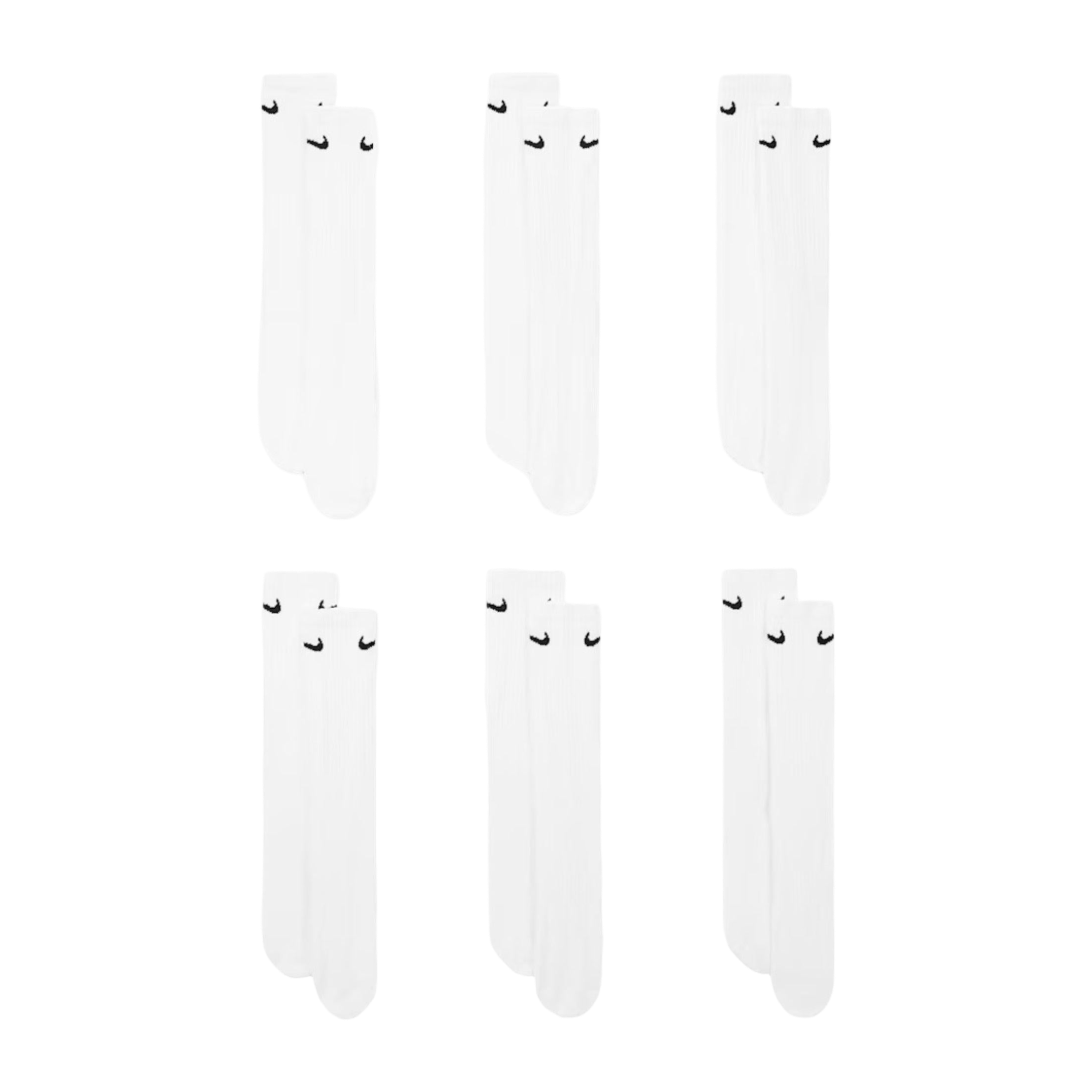 Nike Dri-FIT Everyday Cushioned High Training Crew Socks (6 Pack) White [SX7666-100] | FOOT NINJAS {2}