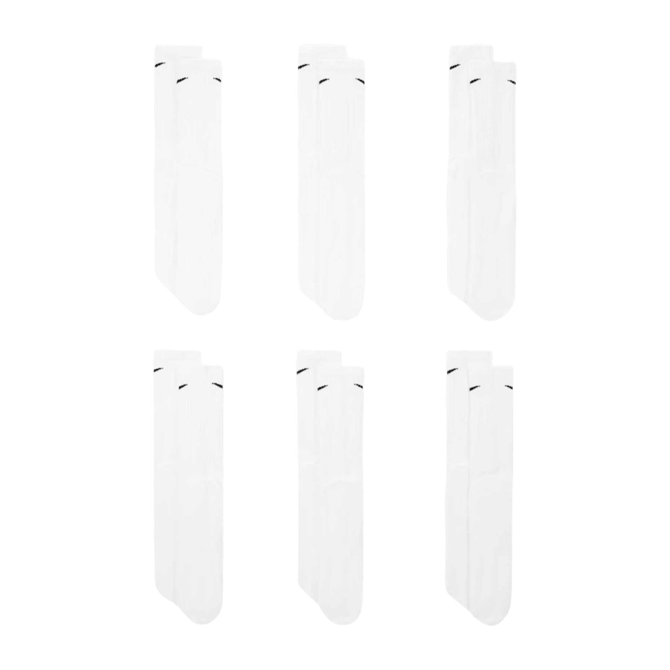 Nike Dri-FIT Everyday Cushioned High Training Crew Socks (6 Pack) White [SX7666-100] | FOOT NINJAS {3}