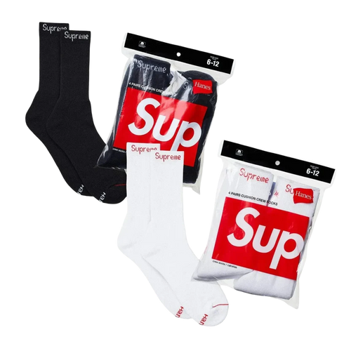 Supreme x Hanes Cushion Crew Socks (Full Pack of 4) | FOOT NINJAS {2}