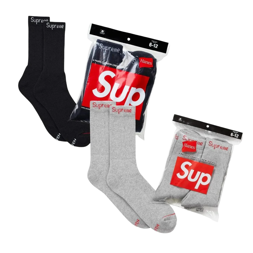 Supreme x Hanes Cushion Crew Socks (Full Pack of 4) | FOOT NINJAS {2}